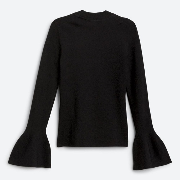 NWT DVF Flutter Sleeve Viscose-Knit Turtleneck Pullover in Black - Small - Picture 1 of 5